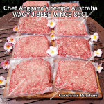 Australia beef mince 85CL Anggana's BURGER PATTY PLAIN (unseasoned) WAGYU frozen price for 300g 2pcs